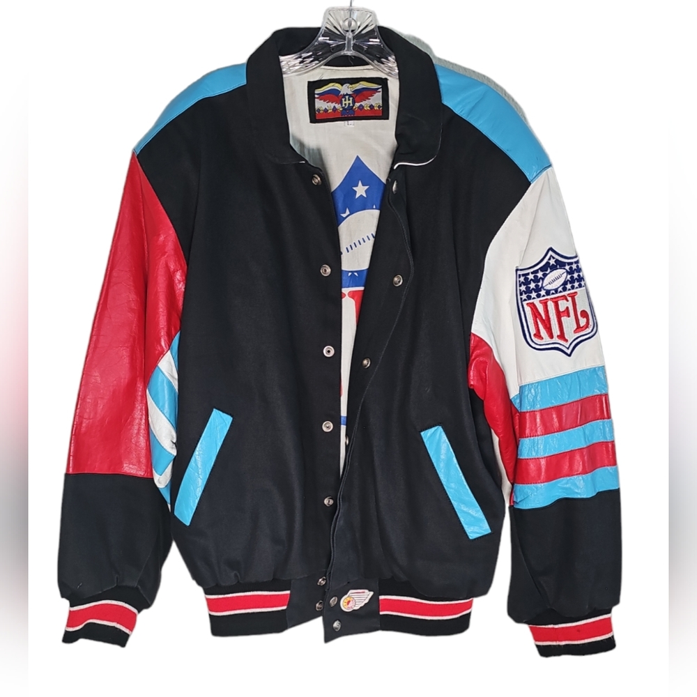Vintage Jeff Hamilton NFL Leather and Cotton Jacket Size L